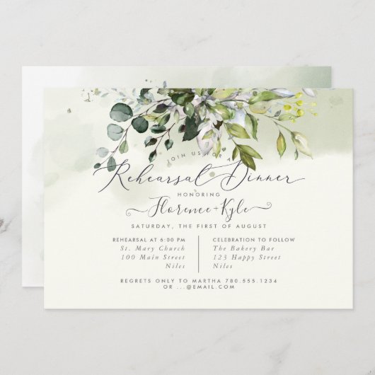 Rustiek Blauwe Gom Eucalyptus, repetitiediner Kaart (Voorkant / Achterkant)