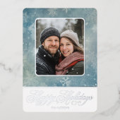 Rustiek Blauwe Sneeuw Foto Winter Feestdagen (Voorkant)