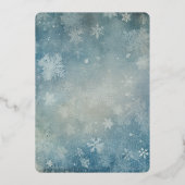 Rustiek Blauwe Sneeuw Foto Winter Kerstmis Folie Feestdagenkaart (Achterkant)