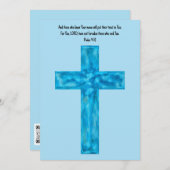 Rustiek Blauwe Waterverf Cross Faith Flat Note Kaa Bedankkaart (Voorkant / Achterkant)