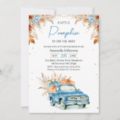 Rustiek Blauwe Waterverf Pompoen Truck Baby shower Kaart (Voorkant)