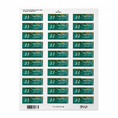 Rustiek Blauwgroen en Goud 21e Verjaardag Retour A Etiket (Full Sheet)