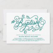 Rustiek Blauwgroen gebladerte belettering doop Kaart (Voorkant)