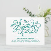 Rustiek Blauwgroen gebladerte belettering doop Kaart (Staand voorkant)