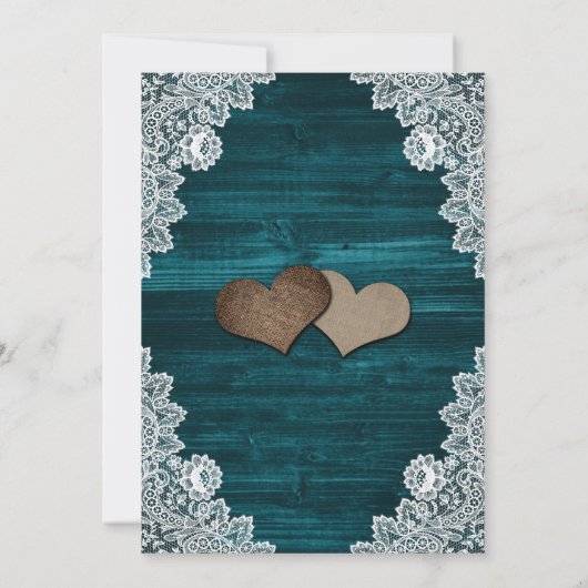 Rustiek Blauwgroen Hout Bloemen Kant Mason Jar Wed Kaart (Achterkant)