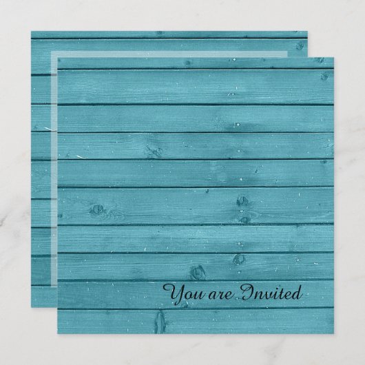 Rustiek Blauwgroen Hout Verjaardag Kaart (Voorkant / Achterkant)