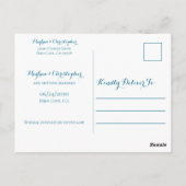 Rustiek Blauwgroen Hout Zonnebloem Bruiloft Save t Briefkaart (Achterkant)