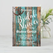 Rustiek Blauwgroen Schuur Hout Hoefijzer Vrijgezel Kaart (Staand voorkant)