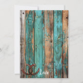 Rustiek Blauwgroen Schuur Hout Hoefijzer Vrijgezel Kaart (Achterkant)