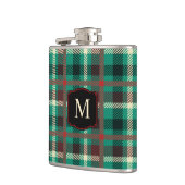 Rustiek Blauwgroen speelpatroon met monogram Heupfles (Links)