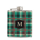 Rustiek Blauwgroen speelpatroon met monogram Heupfles (Voorkant)