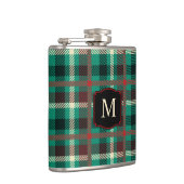 Rustiek Blauwgroen speelpatroon met monogram Heupfles (Rechts)