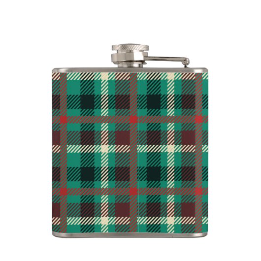 Rustiek Blauwgroen speelpatroon met monogram Heupfles (Achterkant)