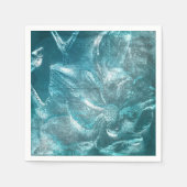 Rustiek Blauwgroen wit bloemenpatroon Glitter Spar Servet (Voorkant)