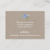 Rustiek Bloemblauw Roos Dank u Baby shower Informatiekaartje (Achterkant)