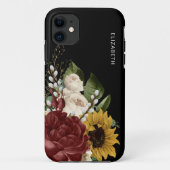 Rustiek Bloemboeket Zwart Custom Name Case-Mate iPhone Case (Achterkant)