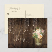 Rustiek Bloemen Boeket Mason Jar Lights RSVP | Uitnodiging Briefkaart (Voorkant / Achterkant)