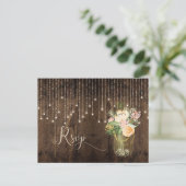 Rustiek Bloemen Boeket Mason Jar Lights RSVP | Uitnodiging Briefkaart (Staand voorkant)