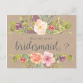 Rustiek Bloemen Bruidsmeisje Uitnodiging Briefkaar (Voorkant)