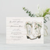 Rustiek Bloemen Cowgirl Boots Vrijgezellenfeest Kaart (Staand voorkant)