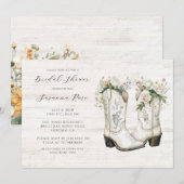 Rustiek Bloemen Cowgirl Boots Vrijgezellenfeest Kaart (Voorkant / Achterkant)