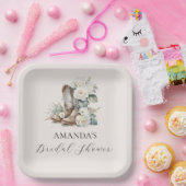 Rustiek Bloemen Cowgirl Boots Vrijgezellenfeest Papieren Bordje (Feest)