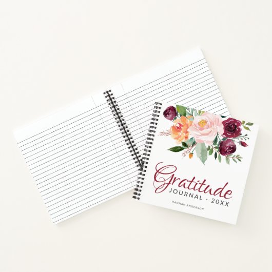 Rustiek Bloemen Dankbaarheidsjournaal met Jaar en Notitieboek (Binnen)