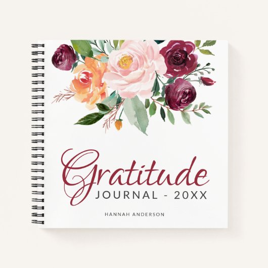 Rustiek Bloemen Dankbaarheidsjournaal met Jaar en  Notitieboek (Voorkant)