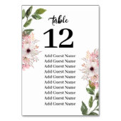 Rustiek Bloemen Groen Tafel Aantal Zitkaarten Kaart (Achterkant)