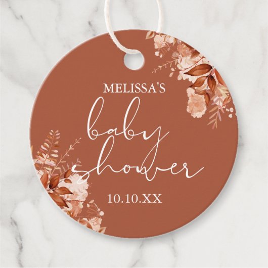 Rustiek Bloemen Herfst Herfst Baby shower Bedankjes Labels (Voorkant)