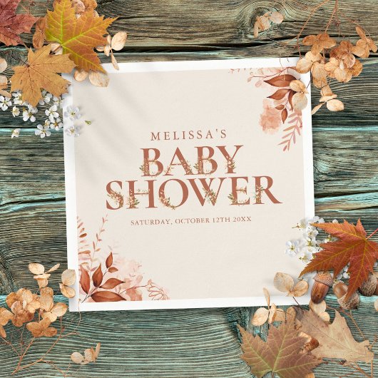 Rustiek Bloemen Herfst Herfst Baby shower Servet