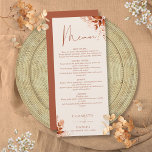 Rustiek Bloemen Herfst Herfst Bruiloft Diner Menu<br><div class="desc">Dit elegante rustieke bloemenherfst bruiloft menu kan worden gepersonaliseerd met uw informatie in chique typografie. Ontworpen door Thisnotme©</div>