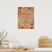 Rustiek Bloemen Herfst Herfst Bruiloft Welkomstbor Poster (Keuken)