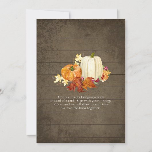 Rustiek Bloemen Hout N Pompoenen Meisje Baby showe Kaart (Achterkant)