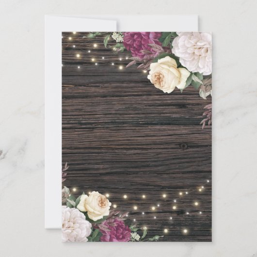 Rustiek Bloemen hout Pensioen Party Kaart (Achterkant)