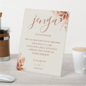 Rustiek Bloemen Jenga Bruiloft Gastenboek Reclamebord Met Voetstuk (Insitu)