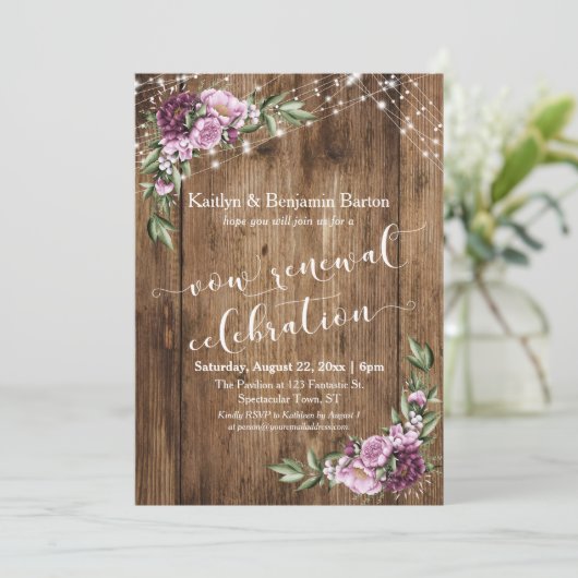 Rustiek Bloemen Jubileum Vow Vernieuwing Viering Kaart (Staand voorkant)