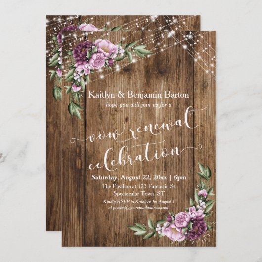 Rustiek Bloemen Jubileum Vow Vernieuwing Viering Kaart (Voorkant / Achterkant)