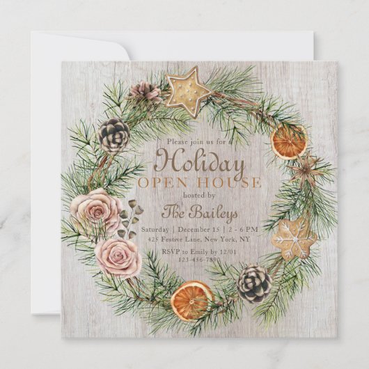 Rustiek Bloemen Kerst Lijst | Vakantiehuis Open Hu Kaart (Voorkant)