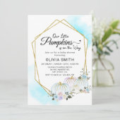 Rustiek Bloemen Kleine Pompoen Baby shower Kaart (Staand voorkant)