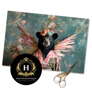 Rustiek  Bloemen Kroonkoningin Beer Decoupage Tissuepapier