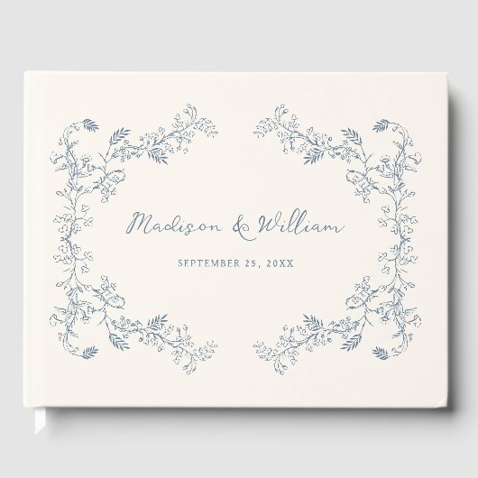 Rustiek  Bloemen Lijst Bruiloft Gastenboek (Voorkant)