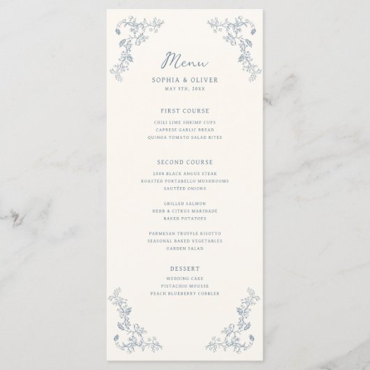 Rustiek  Bloemen Lijst Bruiloft Menu (Voorkant)