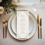 Rustiek  Bloemen Lijst Bruiloft Menu<br><div class="desc">Elegante rustieke bloemenlijn kunst bruiloft menukaart met een stoffige blauw gekleurd  botanisch lijst ontwerp.</div>