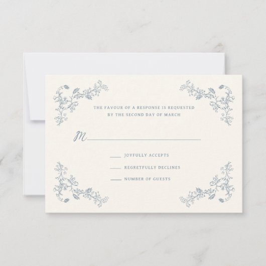 Rustiek  Bloemen Lijst Bruiloft RSVP Kaartje (Voorkant)