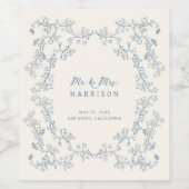 Rustiek Bloemen Lijst Bruiloft Wijn Etiket (Enkel label)