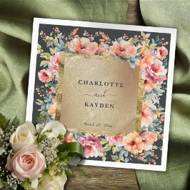 Rustiek Bloemen Lijst Sage Groen Bruiloft Servet