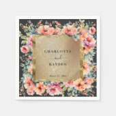 Rustiek Bloemen Lijst Sage Groen Bruiloft Servet (Voorkant)