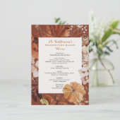 Rustiek Bloemen lijst Thanksgiving Menu (Staand voorkant)