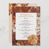 Rustiek Bloemen lijst Thanksgiving Menu (Voorkant / Achterkant)